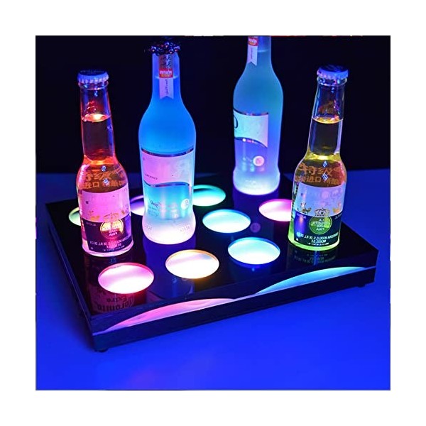 Miuxe LED Carré Lumineux Casier À Vin Présentoir Acrylique 12 Grille Coloré Lumineux Vin Siège Bière Plateau Casier À Vin Gra