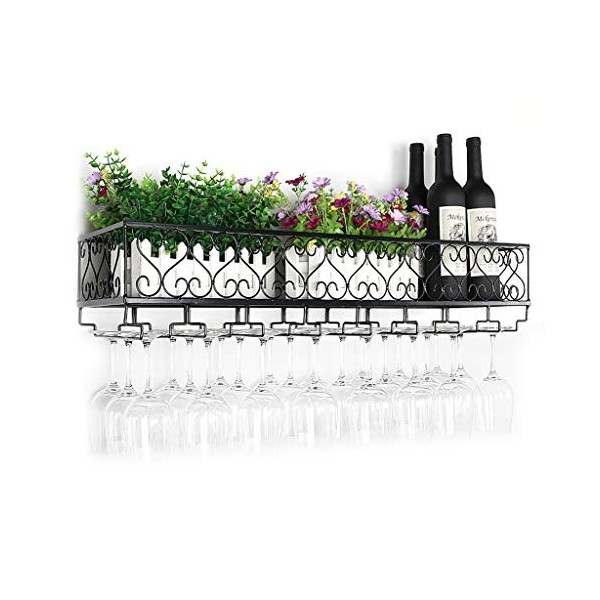 ANSNOW Cadre En Verre À Vin En Verre Casier À Vin Mural En Métal, Présentoir À Vin Pour Salle À Manger Et Cuisine, Casier À V