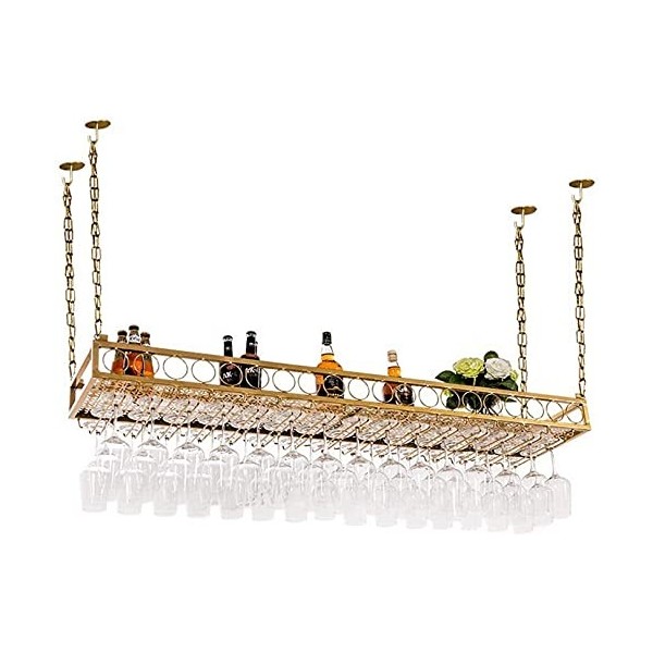 ANSNOW Casier À Vin, Bar, Restaurant, Suspendu, Casier À Verres À Vin, Plafond Doré, Casier À Bouteilles de Vin, Support À Ve