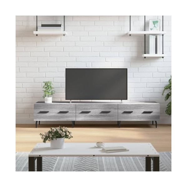 Hovothy Meuble TV Noir 69,5x30x50 cm Bois dingénierie Unité Télévision avec Surface Lisse Tendance Meuble de Salon Space de 