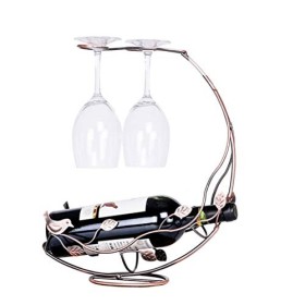 Casier à Vin, Casier à vin et Porte-gobelet, Style européen Vintage 1 Bouteille de vin Rouge et 2 Verres Tasses Suspendus à l