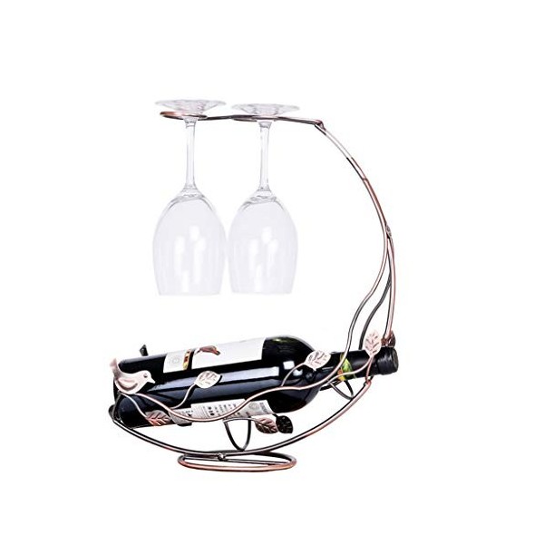 Casier à Vin, Casier à vin et Porte-gobelet, Style européen Vintage 1 Bouteille de vin Rouge et 2 Verres Tasses Suspendus à l