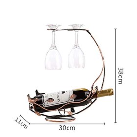 Casier à Vin, Casier à vin et Porte-gobelet, Style européen Vintage 1 Bouteille de vin Rouge et 2 Verres Tasses Suspendus à l