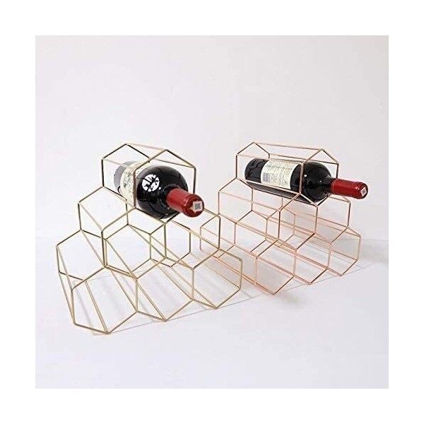 Casier à vin Simple Moderne Triangle de Haute Qualité en Fer Forgé Or Rose Casier à Vin Bar Facile à Installer Stockage, B A