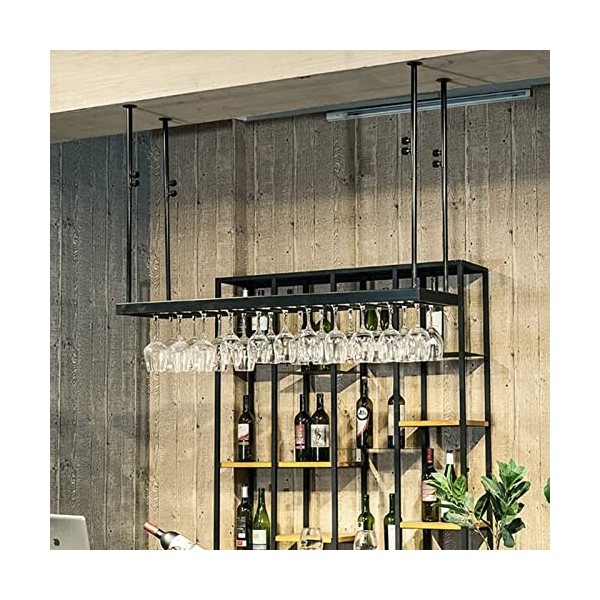 TZUFA Casier à vin en métal à Suspendre au Plafond pour Bouteille de vin, pour la Maison, Le Bar, la Cuisine, Les Verres à Pi