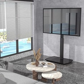 RFIVER Meuble Support TV sur Pied pour Téléviseur de 32 à 65 Pouce Ecran LED LCD Plasma Jusqu’ à 35kg Pied TV Pivotant à 60 D