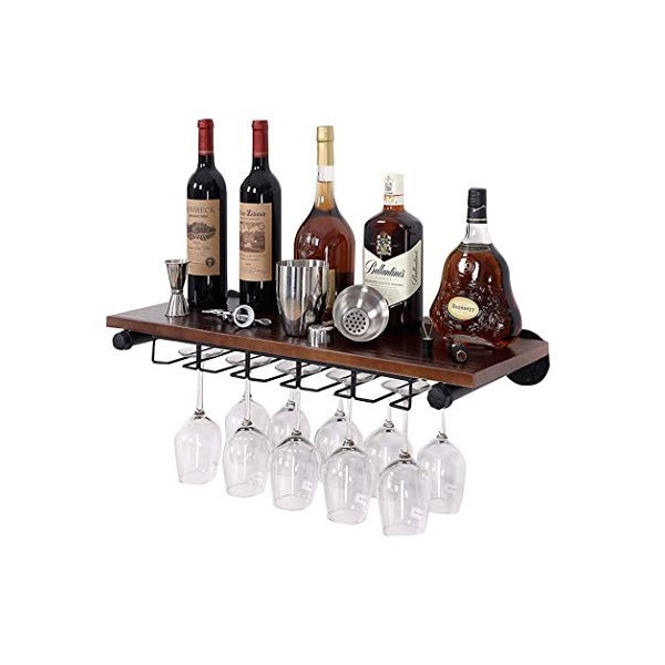 JacCos Casier à vin, casier à vin mural étagère de rangement dans le bar ménage loft métal fer mural suspendu vin champagne v