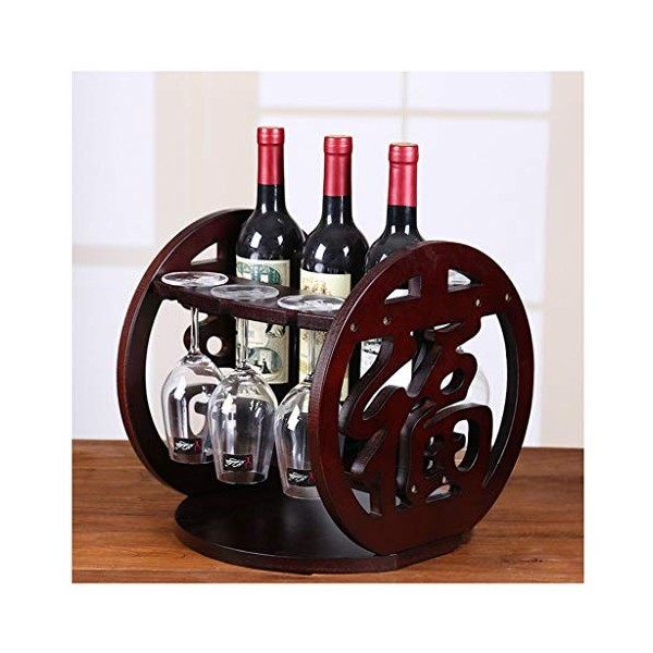 JacCos Casier à vin, casier à Verres à vin, Table pivotante rétro en Bois, Support de décoration pour Armoire à vin