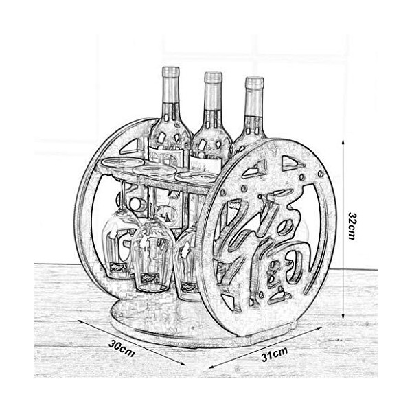 JacCos Casier à vin, casier à Verres à vin, Table pivotante rétro en Bois, Support de décoration pour Armoire à vin