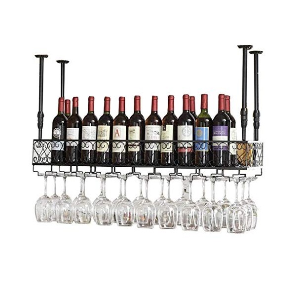 Casier à vin Porte-bouteille de vin monté au plafond suspendu à hauteur réglable | Porte-bouteille de vin suspendu monté au p
