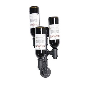 ANSNOW Casier À Vin Vintage Industriel Mural avec Cadre en Verre À Vin, Présentoir À Vin en Fer, Support de Décoration de Bar