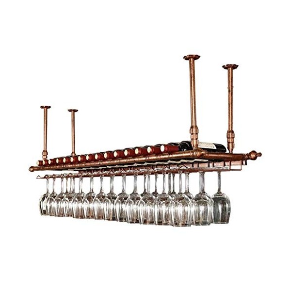 Casier à vin Casier à vin au Plafond Casiers à vin, Porte-Verre à vin Suspendu, Porte-Bouteille de vin Vintage, Porte-vin Mur