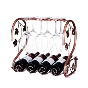 Casier à vin sur Pied en Fer forgé - Ornements créatifs - Verre à vin à lenvers - Étagère à vin - Décorations pour la Maison