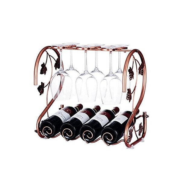 Casier à vin sur Pied en Fer forgé - Ornements créatifs - Verre à vin à lenvers - Étagère à vin - Décorations pour la Maison