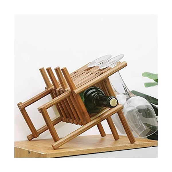 SHERAF Casier à vin Casier à vin en Bois Massif sur Pied Casier à gobelet de Vigne Rouge Casier à vin pouvant accrocher des V