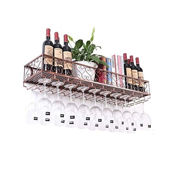 Casier à Vin, Étagère à vin Murale Grille créative en Fer métallique Porte-Bouteille de vin Suspendu Grande étagère en Verre 