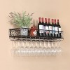 TZUFA Casier à vin Mural en métal avec Supports en Verre, Porte-Bouteille de Champagne Suspendu, Support de Stockage de vin à