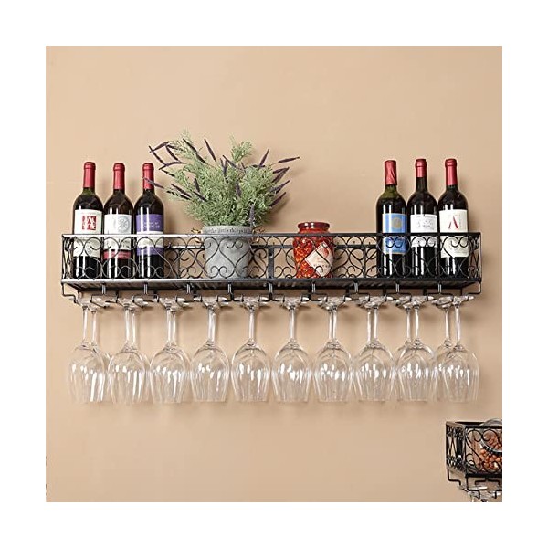 TZUFA Casier à vin en métal, Support Mural pour Verres à vin et Bouteilles de vin, Support de Stockage de vin Suspendu, Organ