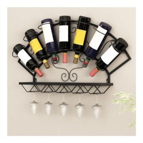 Casier à vin Mural Étagère à vin Casier à vin Mural en métal pour 7 Bouteilles avec étagères, étagère de Bar, décoration de M