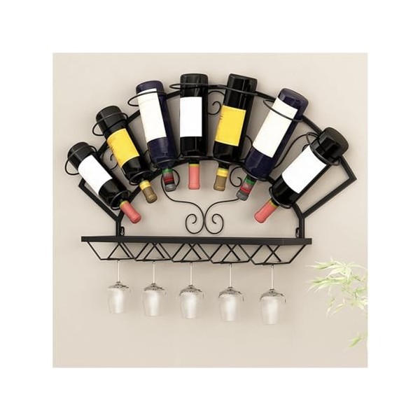 Casier à vin Mural Étagère à vin Casier à vin Mural en métal pour 7 Bouteilles avec étagères, étagère de Bar, décoration de M