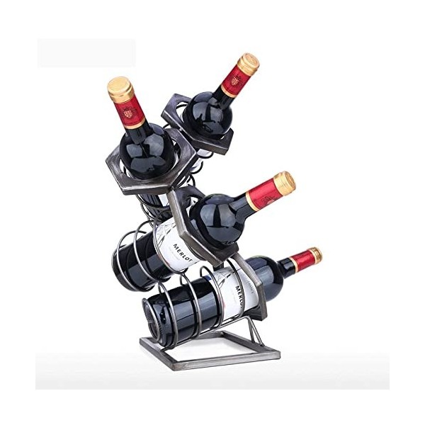 Casier à vin Bouteilles de casier à vin géométrique Art Moderne décoration Support de Bouteille de vin Robuste Fer Artisanat 