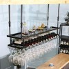 LaxTo Casier à vin Suspendu avec Support en Verre et étagère, casier à vin Suspendu à 2 Niveaux, étagère de décoration de Pla