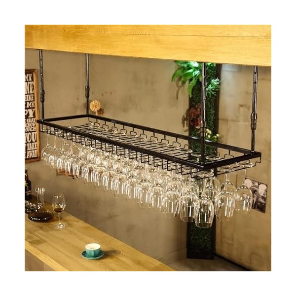 BOSDEX Étagère de plafond Support de verre à vin suspendu Casiers à vin à lenvers Support de stockage de vin avec supports à