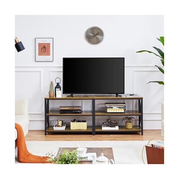 Yaheetech Meuble TV Banc TV Meuble de Rangement en Bois pour TV jusquà 70 Pouces avec 3 Étagères, pour Salon Chambre, Indust