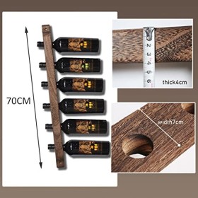TzUni Organisateur de vin en Bois – Étagère de Rangement Murale avec Porte-Bouteille de vin Suspendu, idéal pour la Cuisine e