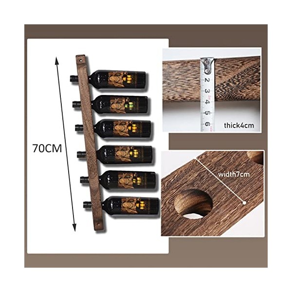 TzUni Organisateur de vin en Bois – Étagère de Rangement Murale avec Porte-Bouteille de vin Suspendu, idéal pour la Cuisine e