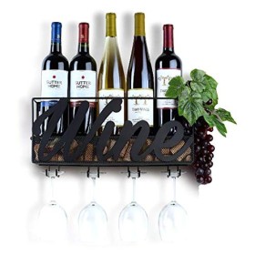 Casier à vin, Porte-Bouteille de Vin, Support de Verre à Vin, Art de Fer de bâti de Mur pour Le Casier à vin à la Maison de R