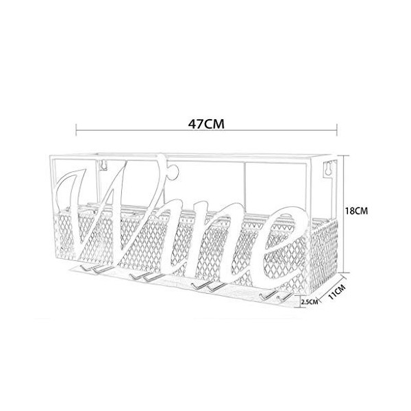 Casier à vin, Porte-Bouteille de Vin, Support de Verre à Vin, Art de Fer de bâti de Mur pour Le Casier à vin à la Maison de R