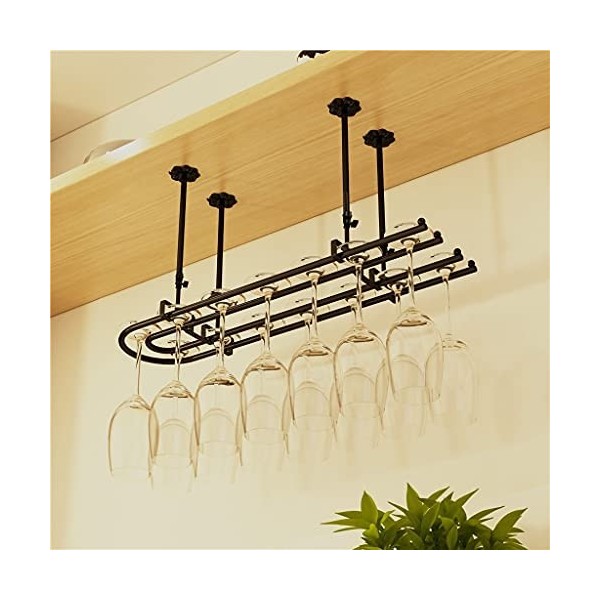 Casier à vin Casier à vin Casier à vin Suspendu/Porte-gobelet LOFT Casier à vin de Plafond en Fer forgé Vintage 30-60 cm Supp