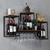 XUEMANSHOP Casier à vin mural - Étagère à vin murale avec crochet de suspension Stemware - Rangement multicouche pour restaur