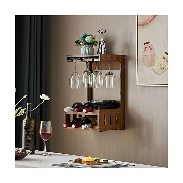 Casier à vin mural en bois, casier à vin mural, support à verres à pied pour bouteilles de vin, casier à vin, casier à verres