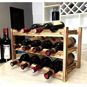 Casier à vin en Bois Massif, décoration de la Maison, casier à Bouteilles en Bois, 12 Supports en Bambou, présentoir de Resta