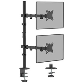 WORLDLIFT Bras de Moniteur Vertical Haut/Bas 2 écrans Double Poteau Long Horizontal Mobile Type Pince 32" Capacité de Charge 