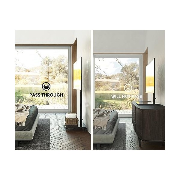 FITUEYES Chariot Support TV avec Roues pour Ecran de 32 à 60 Pouces, Mueble TV Pied LED LCD Plasma avec Base en Verre Trempé,