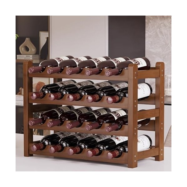 USFJATI Étagère À Bouteille en Bambou Étagère À Vin Support De Rangement Organisateur De Bar pour Cuisine,Bar,Salle À Manger 