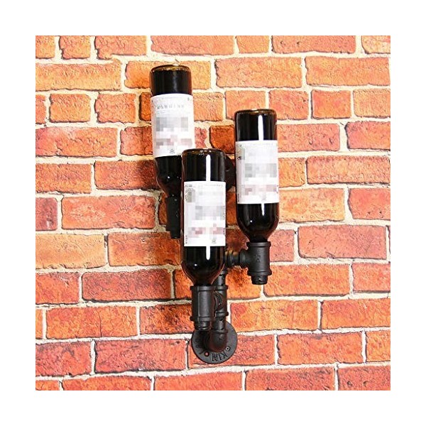 JacCos Casier à vin, Loft tenture Murale Fer casier à vin rétro Industriel conduites deau Barre décorer étagères à Bouteille