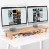 ROCDEER Support pour double moniteur, rangement sous le toit pour fournitures de bureau, support pour écran dordinateur, sup