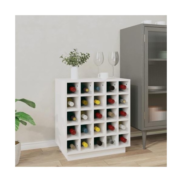 FAMIROSA Armoire à vin Blanc 55,5x34x61 cm Bois de pin Massif 15.4KG 