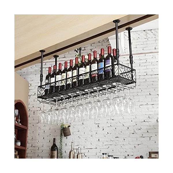 Casier à vin Casier à vin de Comptoir de Bar, Armoire à vin de Rangement Suspendue, Armoire Murale en Fer forgé de Bar de Res