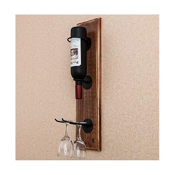 ELEdvb Casier à vin, Art du Fer rétro Style européen Refroidisseur de vin en Bois Massif Suspension Murale Casier à vin Mural