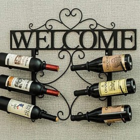ELEdvb Casier à vin, casier à Bouteilles, Support Mural en Fer, Style européen rétro, Bar, Ensemble de vin, casier à vin Cou