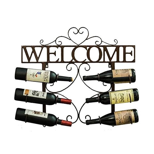 ELEdvb Casier à vin, casier à Bouteilles, Support Mural en Fer, Style européen rétro, Bar, Ensemble de vin, casier à vin Cou