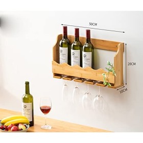 Support de Verre à vin Mural – Présentoir à vin Suspendu, casier à vin Mural en Bois, casier à Bouteilles de vin Multifonctio