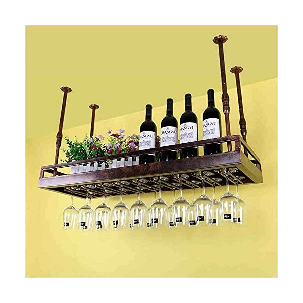 ANSNOW Casier À Vin, Bar, Restaurant, Suspendu, Casier À Verres À Vin, Fer Rétro Européen Suspendu À LEnvers, Étagère À Bout