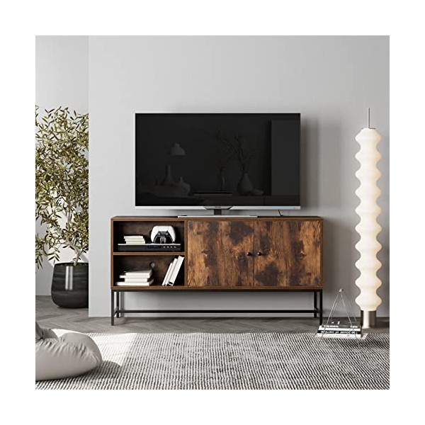 FirFurd Meuble TV pour Television Support Télé Meuble TV 120 cm Industriel Meuble Bas avec 2 Portes pour Salon Chambre en Boi