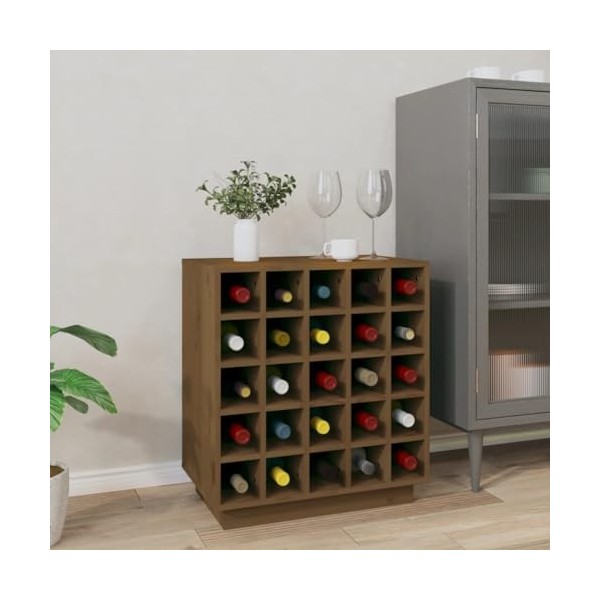 FAMIROSA Armoire à vin Marron Miel 55,5x34x61 cm Bois de pin Massif 15.4KG 